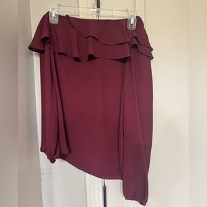 Maette Burgundy One Shoulder Blouse